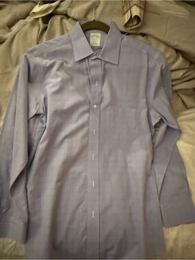 Brooks Brothers Classic Light Blue Plaid Men's Dress Shirt - Brand: